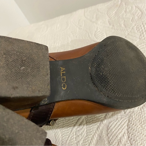 Aldo leather US 8.5/EU 39 leather ankle boots 2.5” heel buckle zipper western - Picture 5 of 8